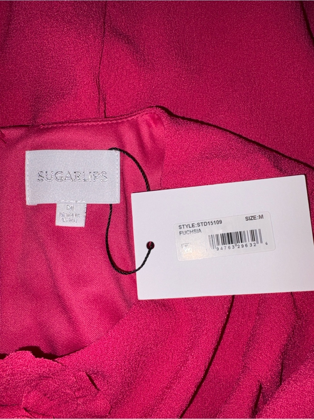 Sugarlips Zemira Rosette Bubble Sleeve Mini Dress Fuchsia Size Small NWT - Picture 10 of 11